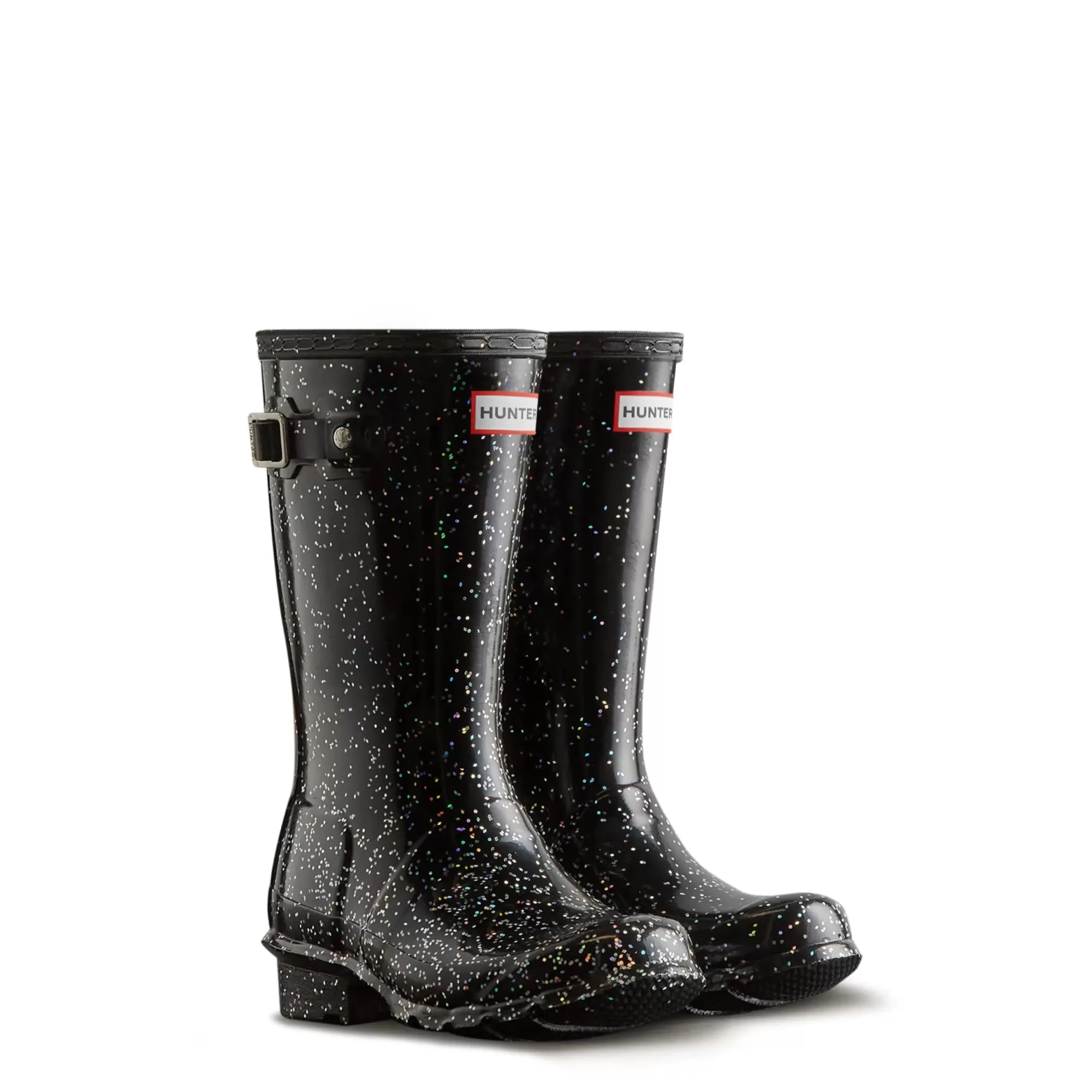 Hunter Big Kids Original Giant Glitter Rain Boots Black Flash Sale